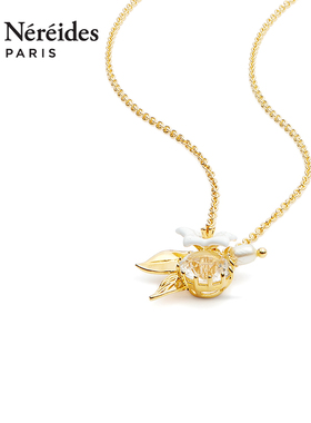 Les Nereides花语仙踪系列 白色茉莉花与水晶石 项链