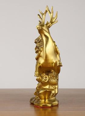 铜鹿梅花鹿一路发财摆件客厅摆设家居办公室乔迁开业工艺品