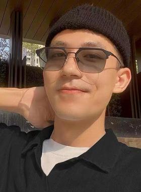 双梁大框黑框防蓝光抗辐射眼镜男近视可配度数变色平光痞帅眼镜框
