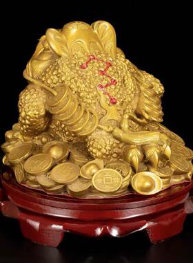 全铜金蟾黄铜摆件三足金蟾三脚蟾蜍铜金蝉家居办公室店铺开业礼品