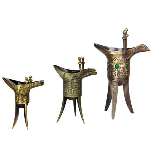 仿古代酒杯合金爵杯乾隆杯酒爵摆件父辛爵西安兵旅游纪念品酒樽道 - 图1