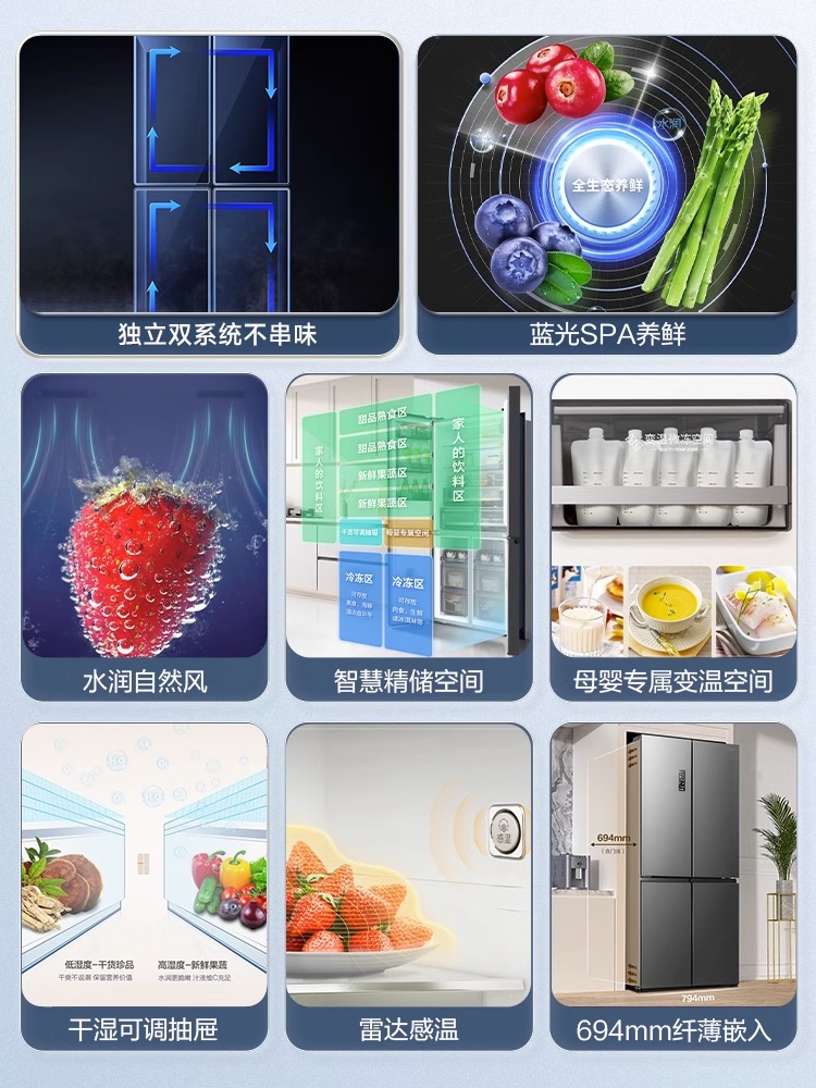 容声 BCD-501WD18FP 家用一级变频风冷无霜十字对开门冰箱等级机 - 图1