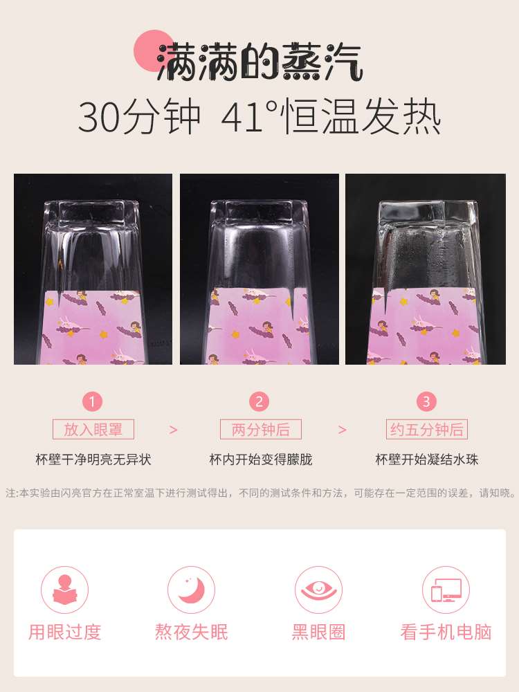 闪亮热敷蒸汽眼罩缓解眼疲劳睡眠发热眼罩午休睡觉遮光眼罩30片 - 图1