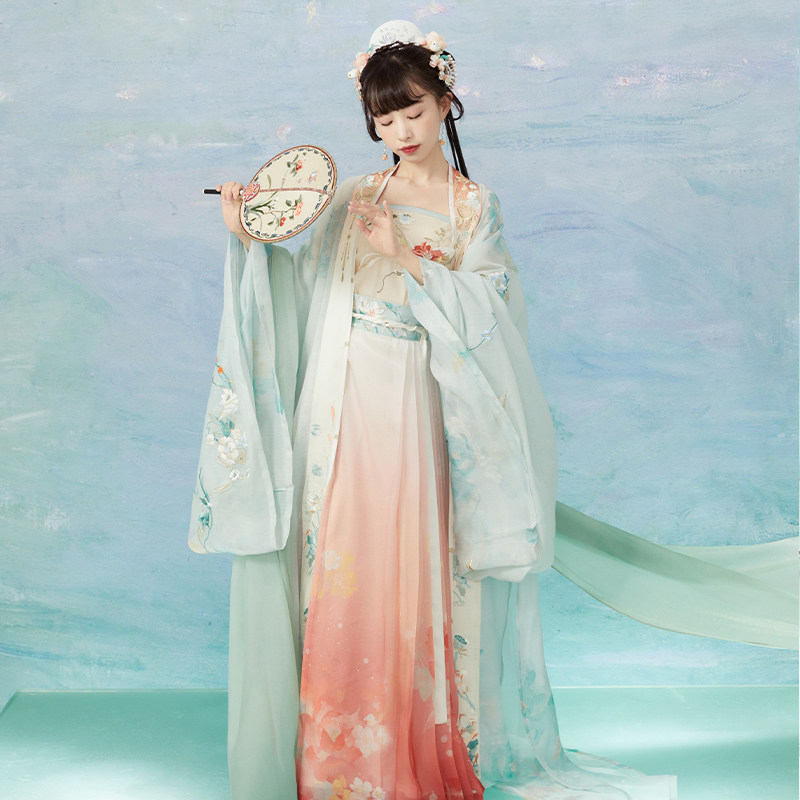 十三余渐变印花大袖宋制汉服小豆蔻 十三余汉服