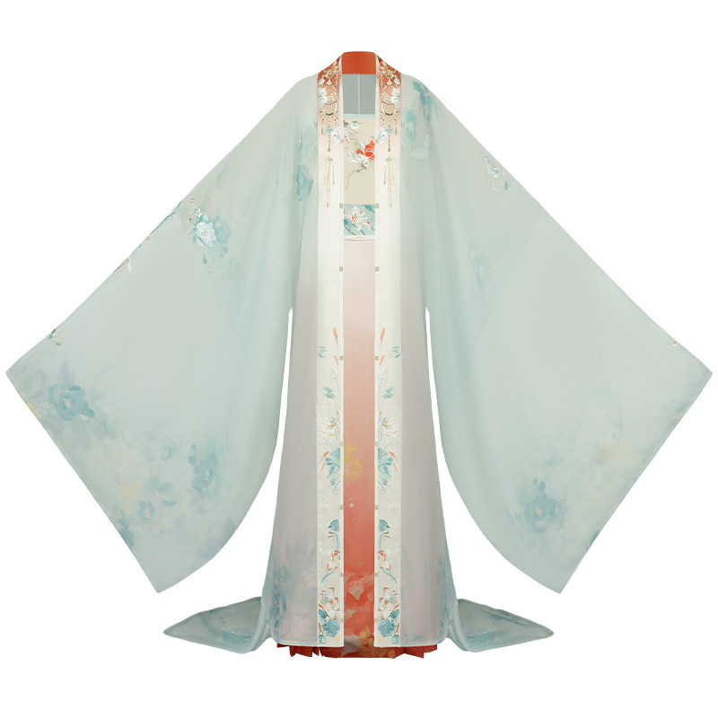 十三余渐变印花大袖宋制汉服小豆蔻 十三余汉服