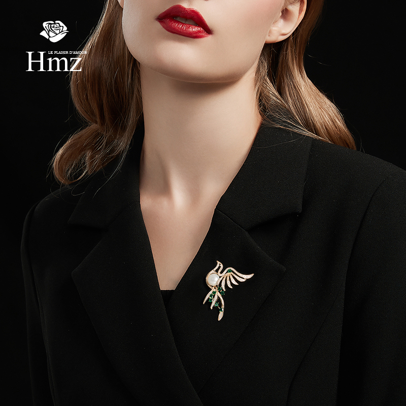 法国HMZ小鸟仿珍珠胸针高档女小众设计感胸花2023新款爆款别针 - 图1