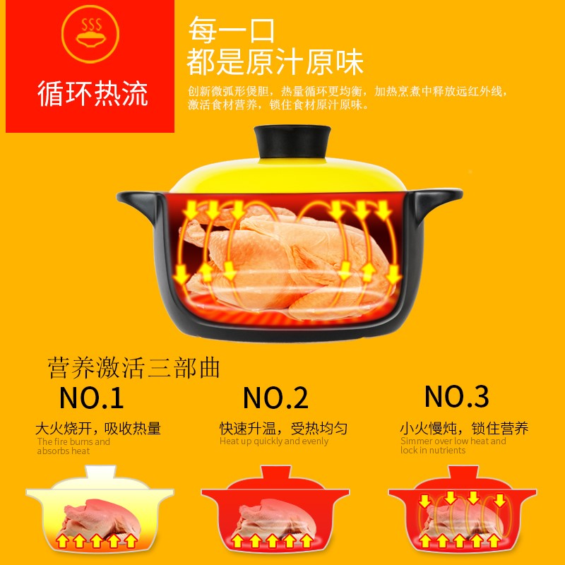砂锅炖锅煲汤家用燃气煤气灶专用瓦罐陶瓷锅沙锅汤煲石锅炖汤小号 - 图2