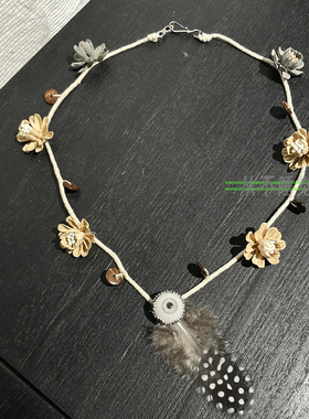 树脂眼球造型个性羽毛女生颈链