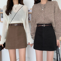 Small sub-Korean version Mao woman half body dress Womens autumn winter new high waist display Thin Hip Skirt Temperament A Character Short Skirt high