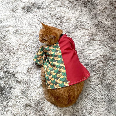 鬼灭之刃宠物用品富冈义勇羽织春夏季猫衣服炭治郎和服祢豆子浴衣 虎窝淘