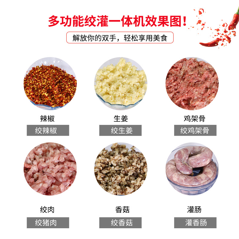 商用大功率 俏媳妇 绞肉机电动不锈钢多功能灌肠机搅碎肉机家用 - 图2