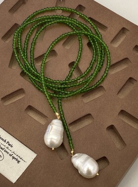 英国TopWhit尖晶石巴洛克珍珠法式小众设计项链时尚气质高级长款