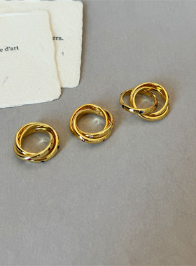 英国topwhit芳伶大哥戒指经典三环中古彩色宝石时髦气质复古戒指