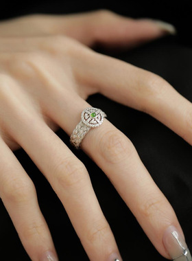 英国TopWhit蕾丝编织玉石戒指女国潮气质轻奢时尚个性百搭食指尾