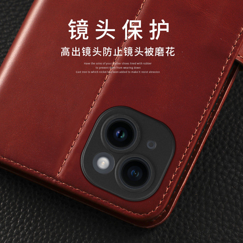 适用于苹果17真皮手机壳iPhone15pro翻盖钱包插卡16e皮套14ProMax防摔保护套14plus支架商务16Plus外壳17Air