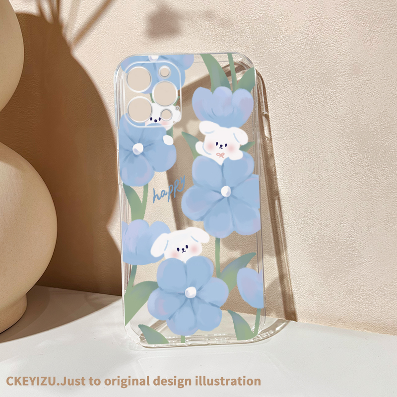适用于苹果14promax手机壳15软16plus花朵兔子iPhone17透明防摔12mini全包11硅胶7/8p夏天xr新款6sp轻薄xsmax - 图0
