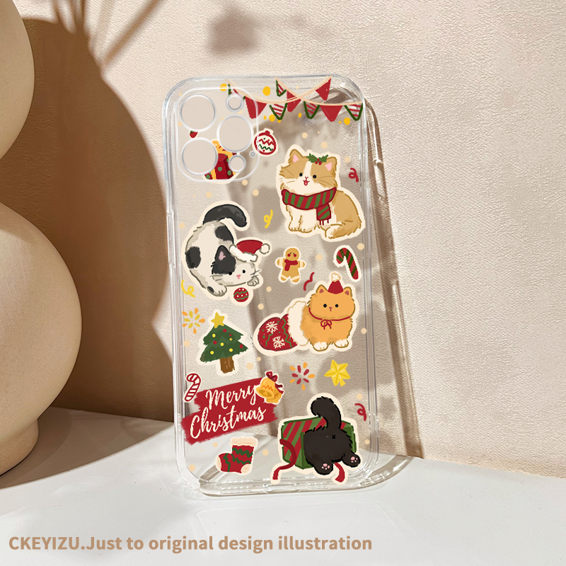 适用苹果15promax手机壳新款iPhone14圣诞小狗plus防摔13pro透明软12mini硅胶ip11全包xr/xs超薄7/8p秋冬6s女 - 图0