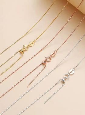 925纯银项链女穿珠银链18K金色锁骨链万能链针式珍珠配件裸链挂绳