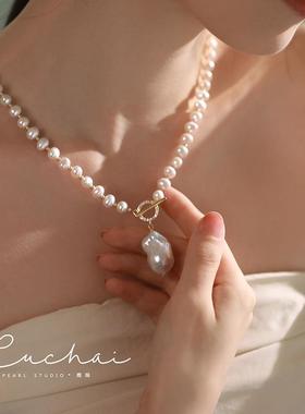 巴洛克白珍珠冬季毛衣项链女款2024新款爆款女高端毛衣链轻奢小众