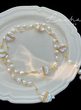 天然巴洛克珍珠吊坠毛衣项链2024新款爆款长款毛衣链女轻奢高级感