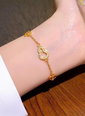 金色镂空微镶葫芦钱币手链女轻奢小众精致适合夏天的手饰2025新款