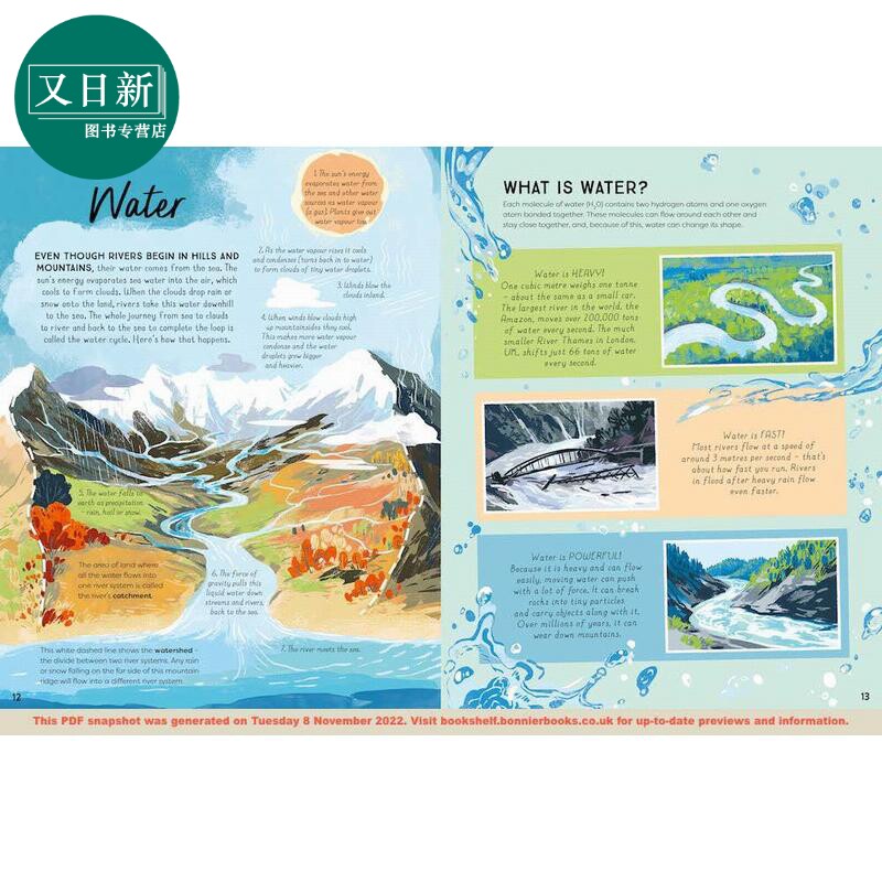 预售 Rivers 河流 英文原版 进口图书 儿童自然绘本 科学百科知识图画书 精装绘本 精品童书 儿童科普读物7-12岁阅读 又日新