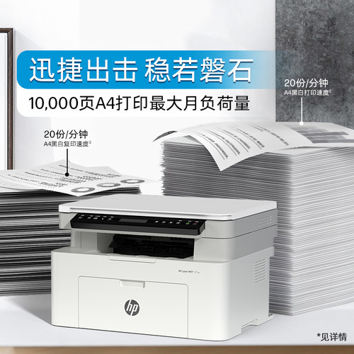 惠普Laser MFP 117w黑白激光无线WiFi打印机一体机A4复印扫描可连接手机小型家用式116家庭学生1188w办公专用 - 图1
