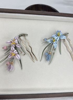 非遗缠花多花兰花发钗古风汉服