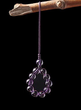 五行补火紫水晶手机链樱桃挂绳指环扣手捻防丢u盘合成水晶挂饰