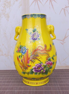 景德镇陶瓷创意夜光福筒花瓶摆件客厅家居装饰插花书房博古架摆设