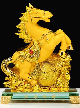 出口沙金马立马发财摆件生肖马年新年平安保险开门红礼品一件代发