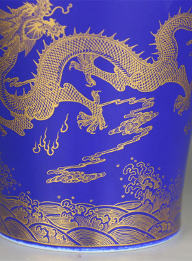 景德镇仿古宫廷风描金云龙纹梅瓶家居客厅办公司博古架陶瓷摆件