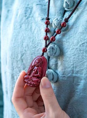 高含量紫金朱砂生肖本命佛守护神吊坠普贤菩萨挂件珠链钥匙扣饰品