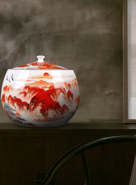 景德镇陶瓷聚宝盆摆件储物罐家居客厅玄关办公室装饰品乔迁送礼