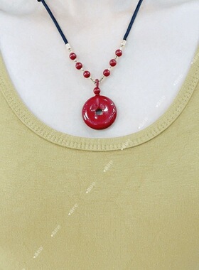 紫金砂朱砂平安扣吊坠锁骨坠男女低含量紫金砂挂件项链本命年