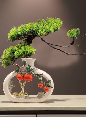 新中式事事如意花瓶摆件客厅家居酒柜装饰品办公室茶室博古架摆设