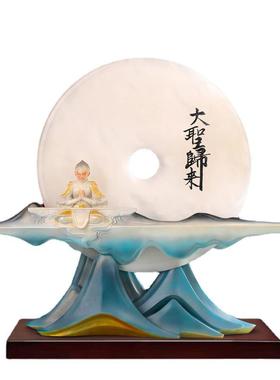 新中式禅意摆件斗战胜佛神大圣归来孙悟空玉石客厅玄关家居软装饰