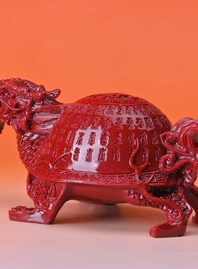 批发仿朱砂百寿龟家居客厅摆件古玩树脂龙龟神兽寿龟摆设工艺品