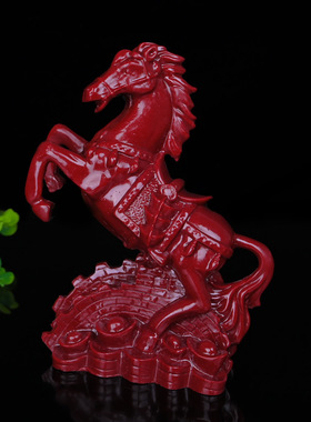 紫金砂朱砂马摆件上发财到成功生肖台饰设工艺品长城家居