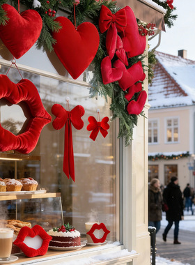 情人节装饰礼物红色爱心挂件情侣派对摆件场景布置