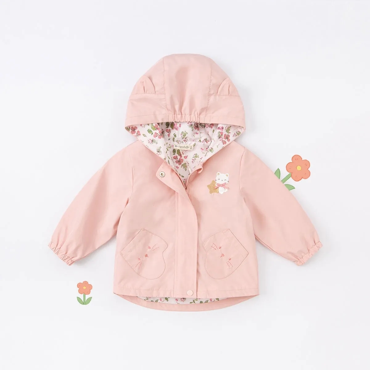 女童风衣外套秋季2023新款儿童时尚上衣秋装婴儿洋气卡通连帽外衣,淘宝优惠券,粉丝福利购,淘宝优惠卷