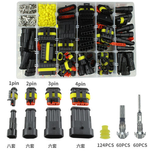 708PCS盒装AMP汽车防水连接器1-6孔拔插式公母对接接头线束接插件 - 图1