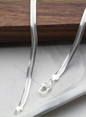 链子925银 蛇骨链纯银项链百搭简约时尚素链个性气质小众肖邦链