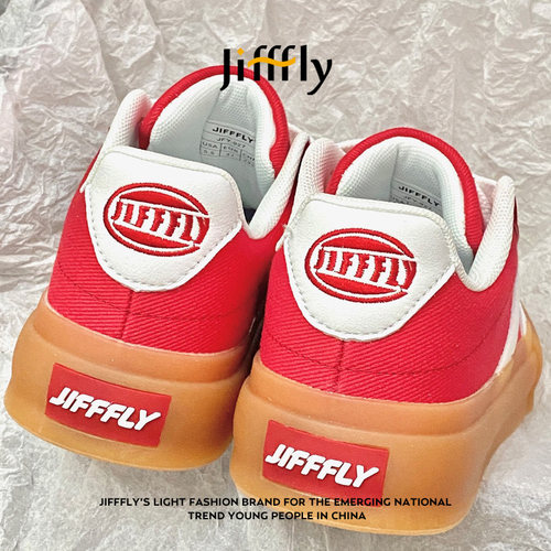 Jifffly红色德训鞋女2026春夏新款增高厚底复古学生板鞋百搭通勤 - 图1