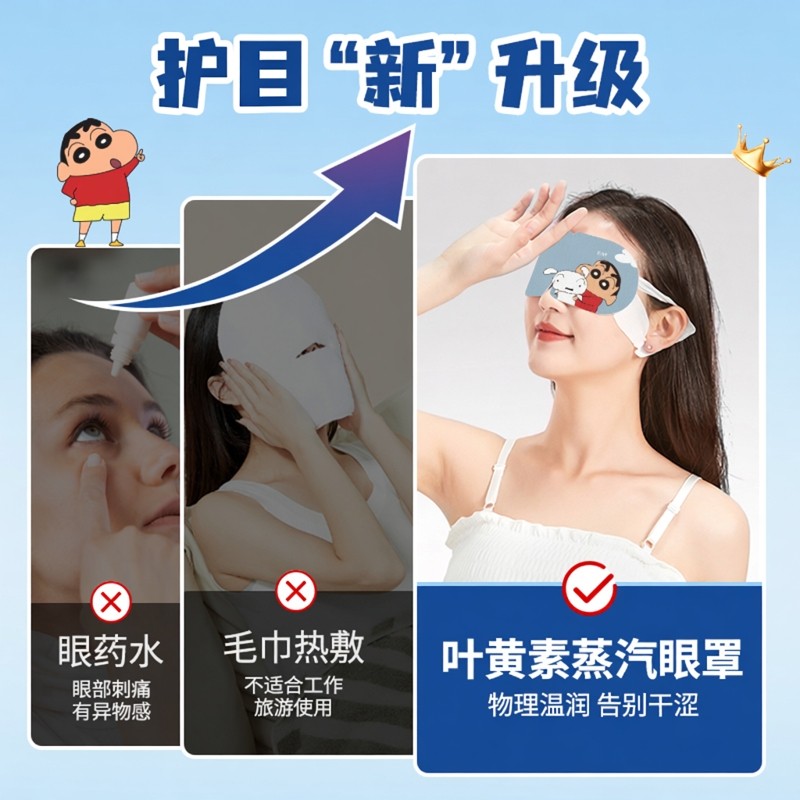 萱草叶黄素蒸汽眼罩蜡笔小新ip联名眼部热敷贴熬夜救星遮光睡眠Z,淘宝优惠券,粉丝福利购,淘宝优惠卷