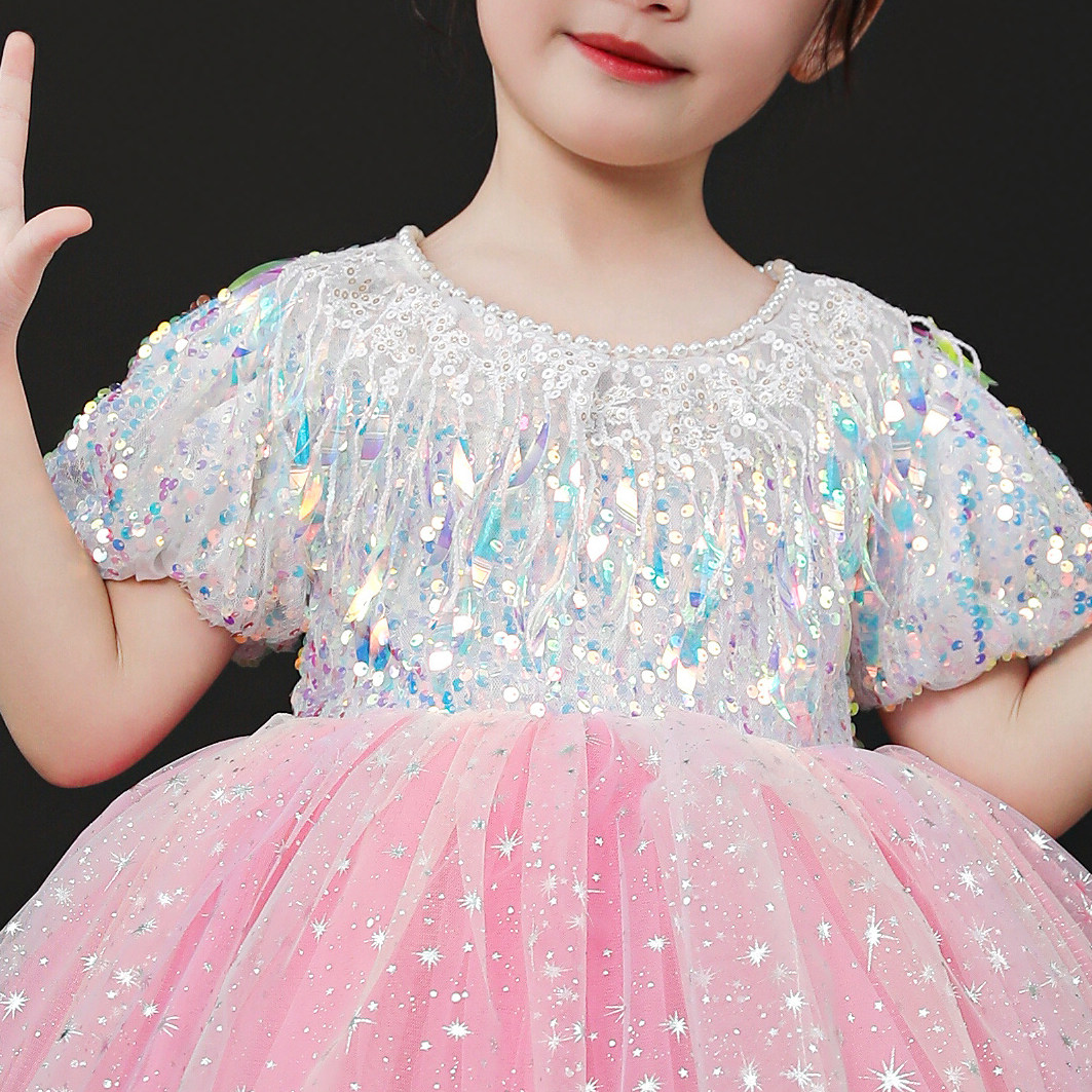 六一儿童蓬蓬裙演出服走秀公主裙幼儿园亮片粉色表演服可爱舞蹈服,淘宝优惠券,粉丝福利购,淘宝优惠卷