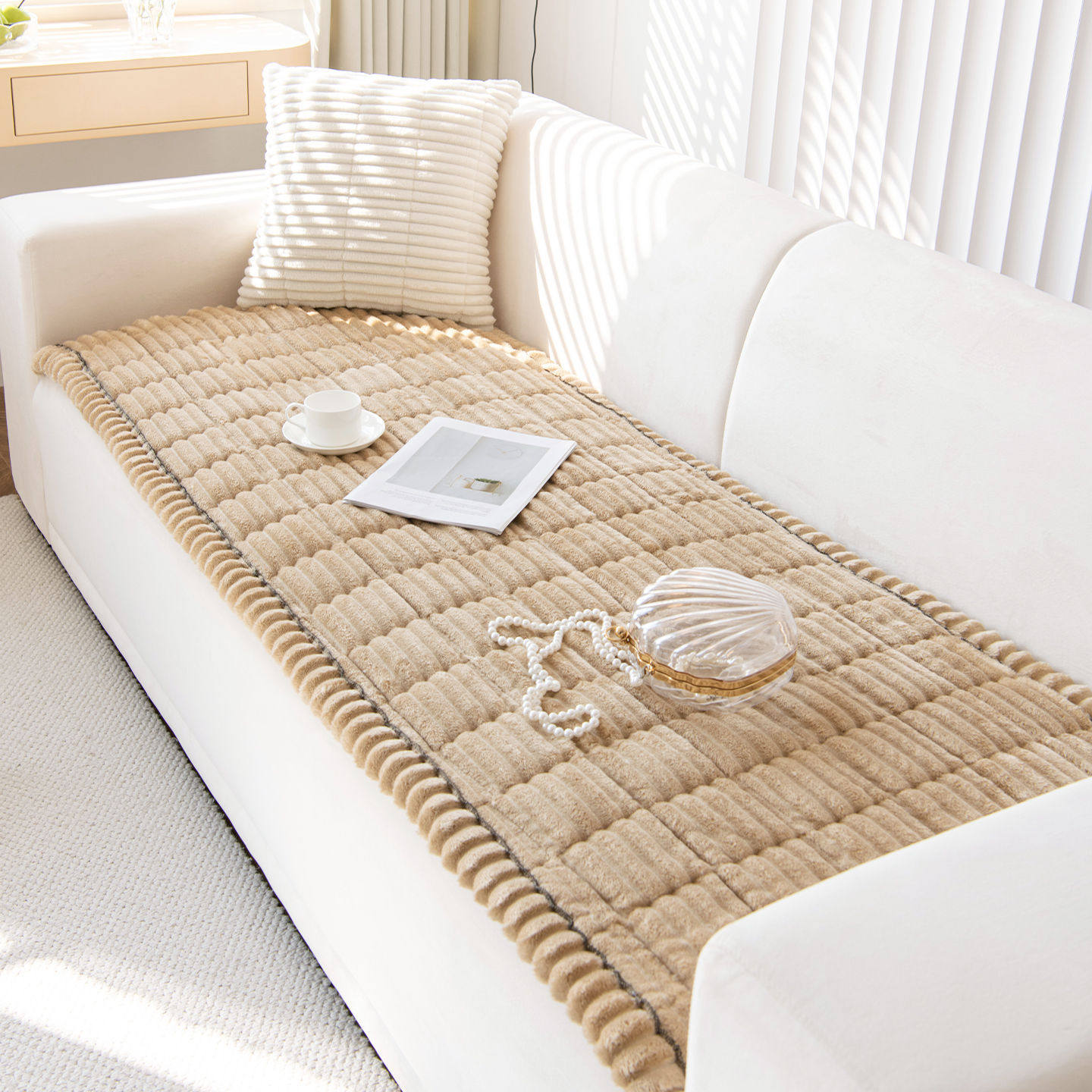 秋冬毛绒沙发垫子2025新款轻奢高级感沙发坐垫子防滑盖布巾套罩,淘宝优惠券,粉丝福利购,淘宝优惠卷