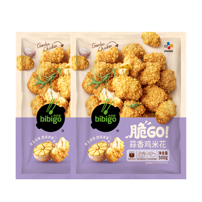 希杰必品阁bibigo脆GO！蒜香鸡米花500gx2冷冻家庭装油炸半成品