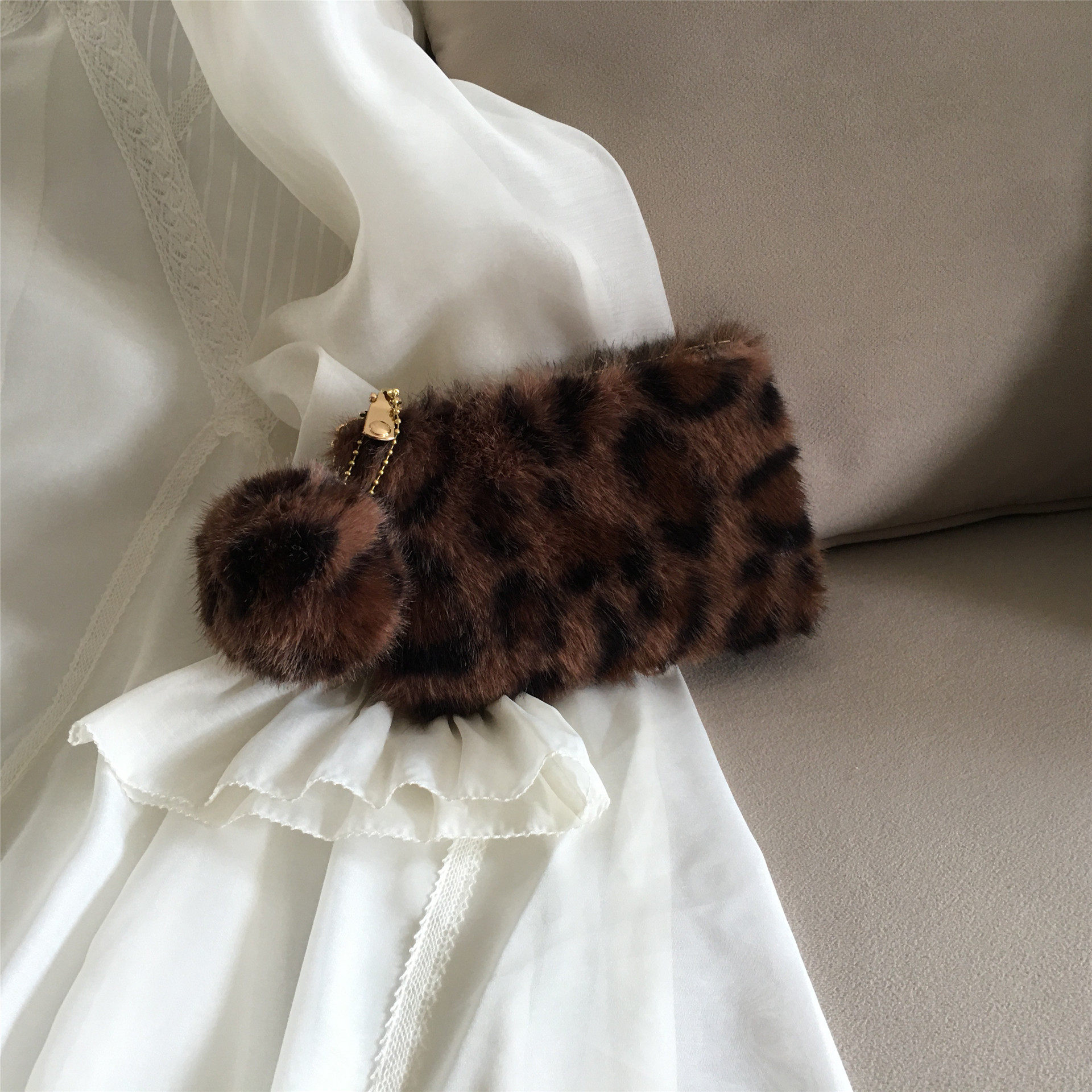 复古豹纹毛毛钱包女拉链小巧零钱袋迷你卡夹新款驾驶证钥匙手拿包,淘宝优惠券,粉丝福利购,淘宝优惠卷