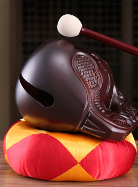 信扬中式家用静心桂柚木木鱼摆件